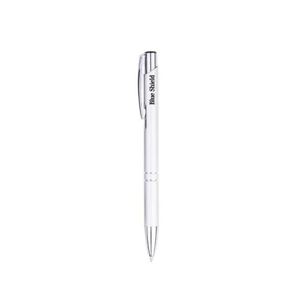 Shiny aluminum pen with click-action mechanism, colorful barrel and chrome accents.... from ASI 30442 Above & Beyond Advertising Products / PromoAdLine