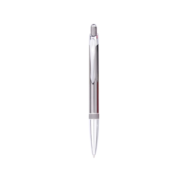 Metal ballpoint pen with click-action mechanism, colored barrel, silver trim and... from ASI 30442 Above & Beyond Advertising Products / PromoAdLine