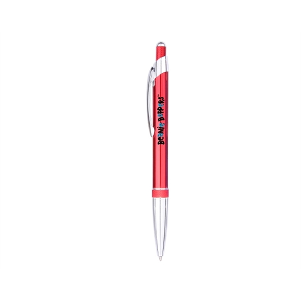 Metal ballpoint pen with click-action mechanism, colored barrel, silver trim and... from ASI 30442 Above & Beyond Advertising Products / PromoAdLine