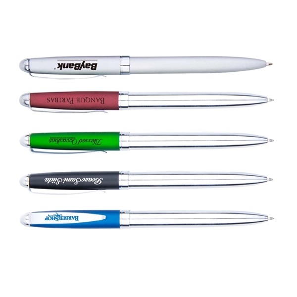 Metal ballpoint pen with twist-action mechanism, colored upper barrel and shiny... from ASI 30442 Above & Beyond Advertising Products / PromoAdLine