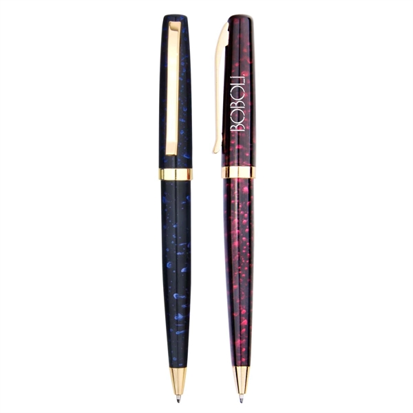 Metal pen with twist-action, marble barrel and shiny gold trim.... from ASI 30442 Above & Beyond Advertising Products / PromoAdLine
