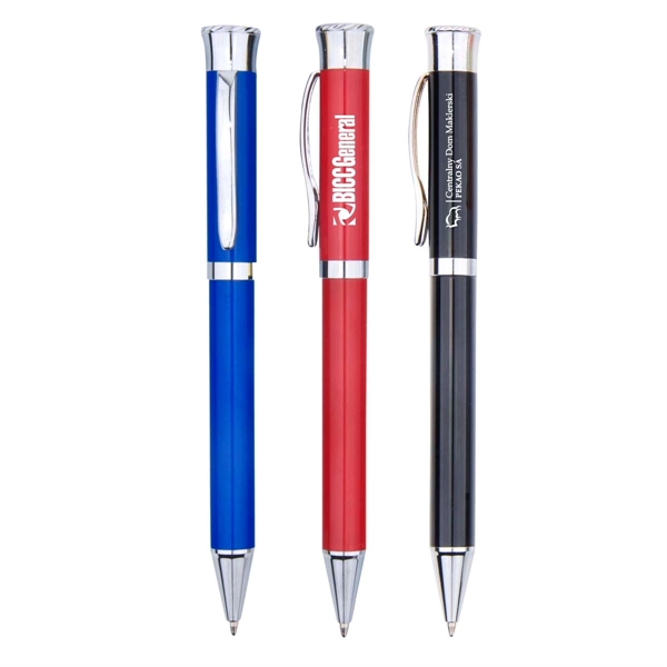 Metal pen with twist-action mechanism, colored stainless steel barrel and shiny... from ASI 30442 Above & Beyond Advertising Products / PromoAdLine