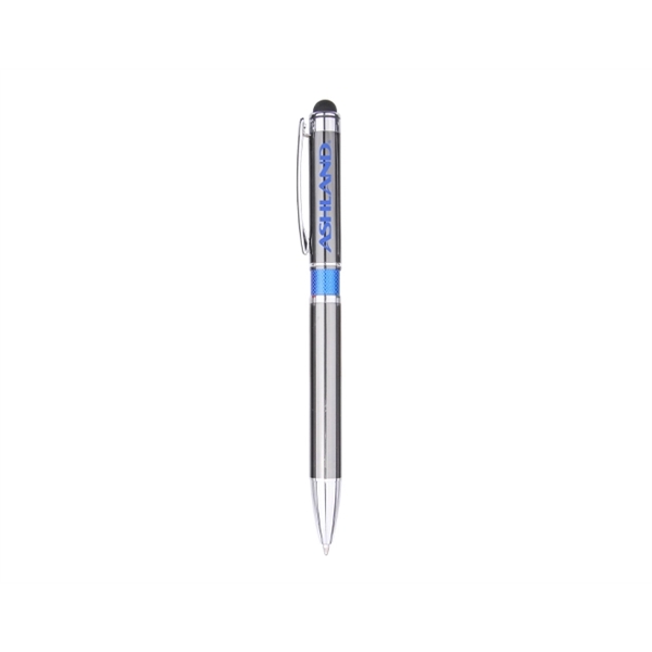 Click action metal pen with stylus and decorative colorful middle ring.... from ASI 30442 Above & Beyond Advertising Products / PromoAdLine