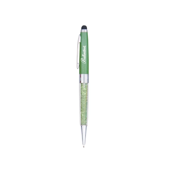 Metal gemstone pen with twist action mechanism, stylus, colored aluminum barrel... from ASI 30442 Above & Beyond Advertising Products / PromoAdLine