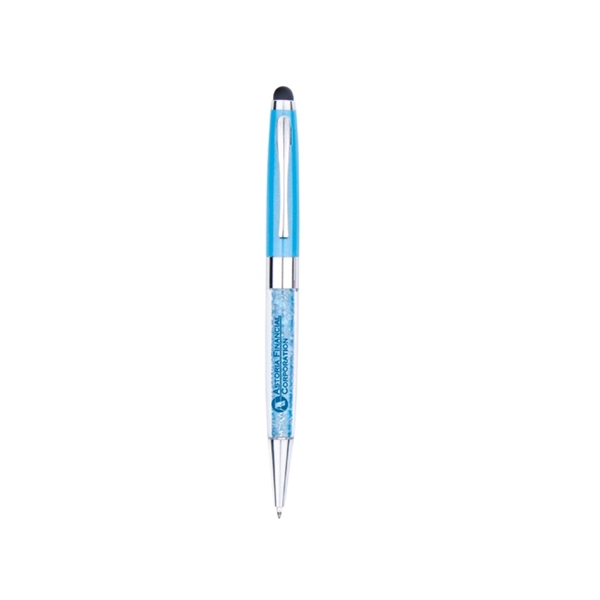 Metal gemstone pen with twist action mechanism, stylus, colored aluminum barrel... from ASI 30442 Above & Beyond Advertising Products / PromoAdLine