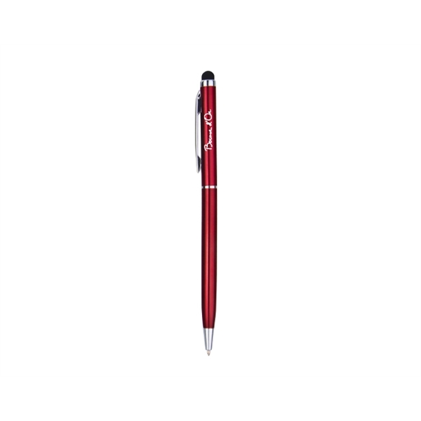Metal twist action pen with stylus, colored aluminum barrel and shiny... from ASI 30442 Above & Beyond Advertising Products / PromoAdLine