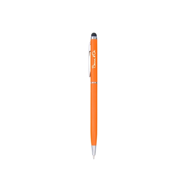 Metal twist action pen with stylus, colored aluminum barrel and shiny... from ASI 30442 Above & Beyond Advertising Products / PromoAdLine