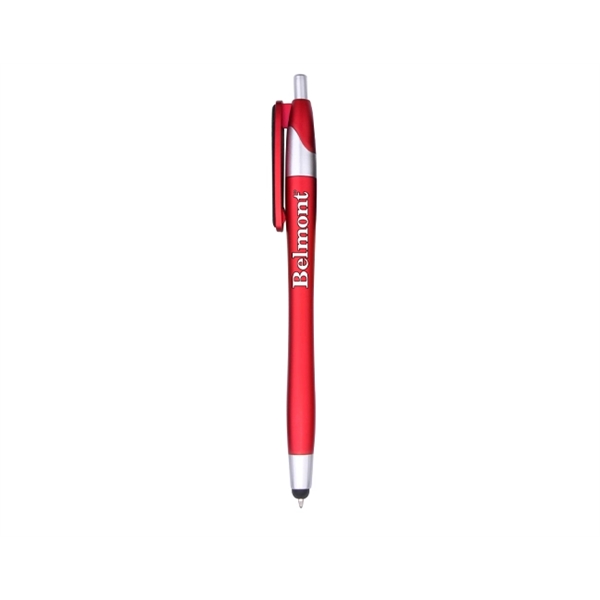 Plastic click-action pen with stylus, metallic colored barrel, chrome accents and... from ASI 30442 Above & Beyond Advertising Products / PromoAdLine