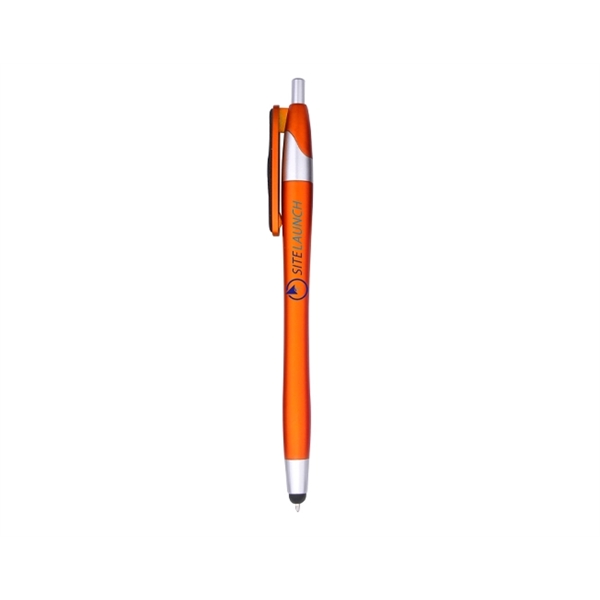 Plastic click-action pen with stylus, metallic colored barrel, chrome accents and... from ASI 30442 Above & Beyond Advertising Products / PromoAdLine
