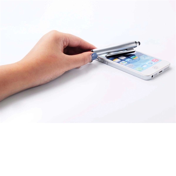 Twist action pen with stylus, silver barrel, colored grip and a... from ASI 30442 Above & Beyond Advertising Products / PromoAdLine