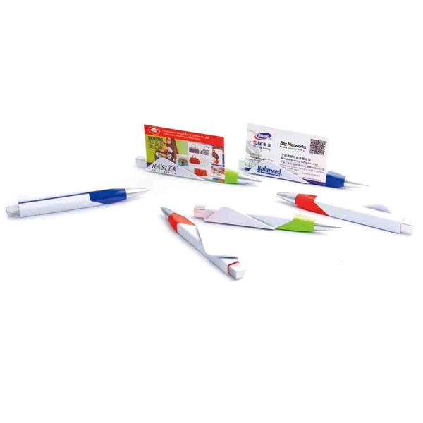 3-in-1 plastic business card holder/bookmark pen, with white barrel and colored... from ASI 30442 Above & Beyond Advertising Products / PromoAdLine