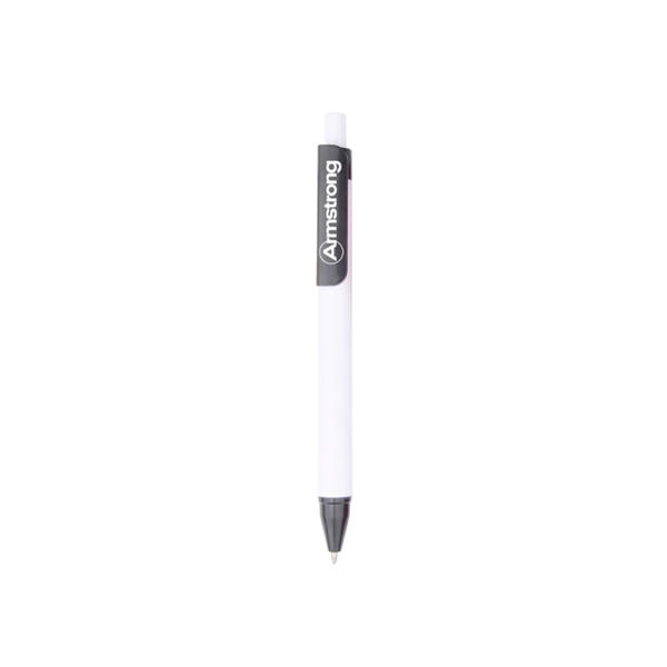 Plastic ballpoint pen with cardholder clip, white barrel and colorful tip... from ASI 30442 Above & Beyond Advertising Products / PromoAdLine