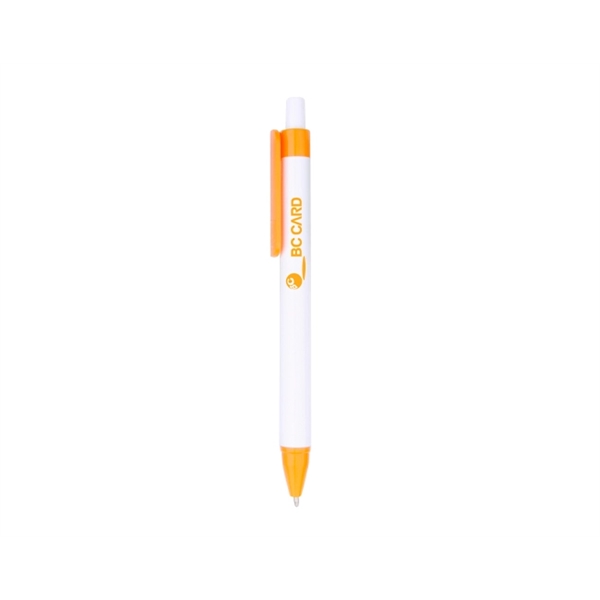 Plastic ballpoint pen with cardholder clip, white barrel and colorful tip... from ASI 30442 Above & Beyond Advertising Products / PromoAdLine