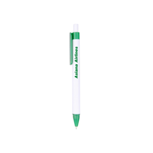 Plastic ballpoint pen with cardholder clip, white barrel and colorful tip... from ASI 30442 Above & Beyond Advertising Products / PromoAdLine