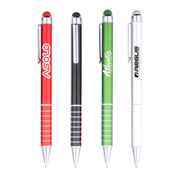 Retro metal ballpoint with twist-action mechanism and matching colored stylus on... from ASI 30442 Above & Beyond Advertising Products / PromoAdLine