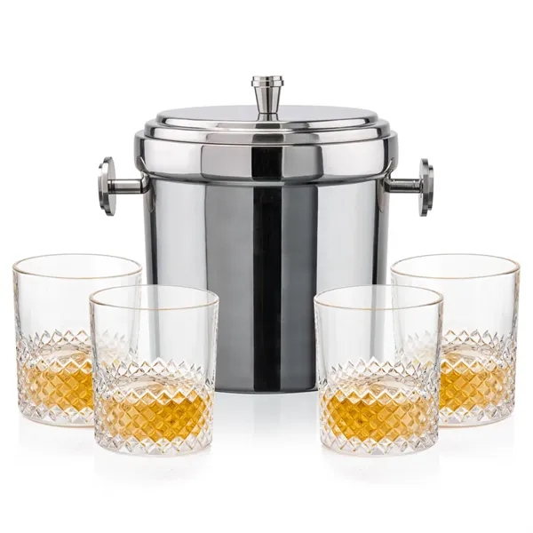 The Milano Ice Bucket & On-the-Rocks Glasses Set delivers a clean,... from ASI 84592 St Regis Group