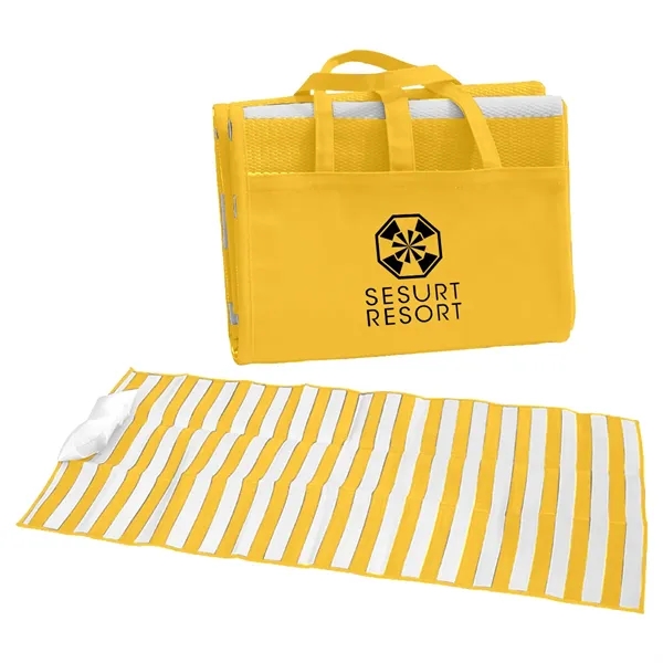 Beach mat with inflatable pillow made of tubular polypropylene material.... from ASI 61125 Hit Promotional Products / Hit®