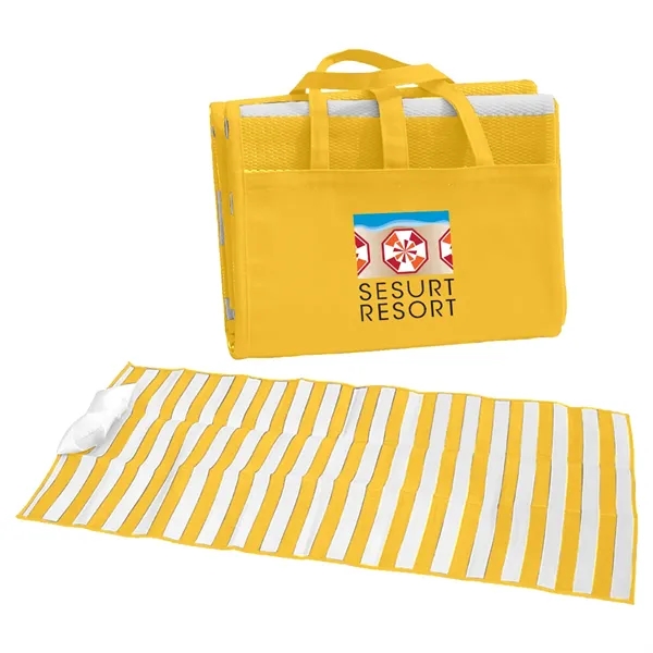 Beach mat with inflatable pillow made of tubular polypropylene material.... from ASI 61125 Hit Promotional Products / Hit®
