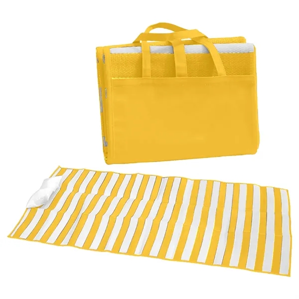 Beach mat with inflatable pillow made of tubular polypropylene material.... from ASI 61125 Hit Promotional Products / Hit®
