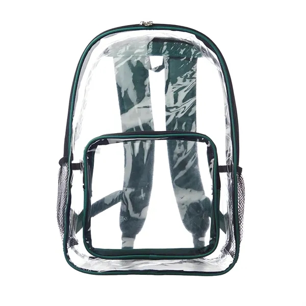 Clear plastic backpack with spacious main compartment, side mesh pockets, and... from ASI 39552 BEL Promo