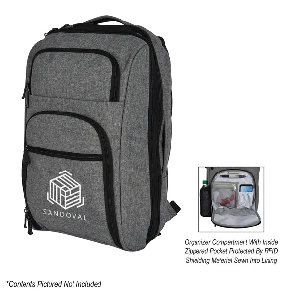 Heathered RFID laptop backpack and briefcase with several pockets and added... from ASI 61125 Hit Promotional Products / Hit®
