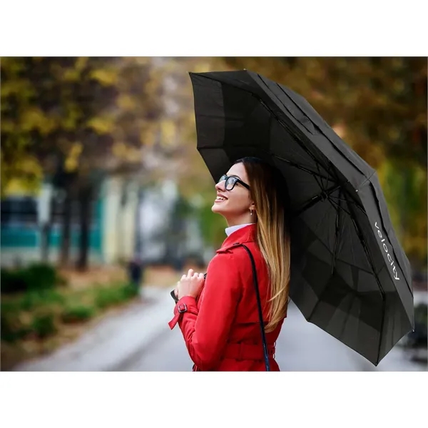 A vented umbrella that automatically folds itself provides a smart and... from ASI 87188 Showdown Displays