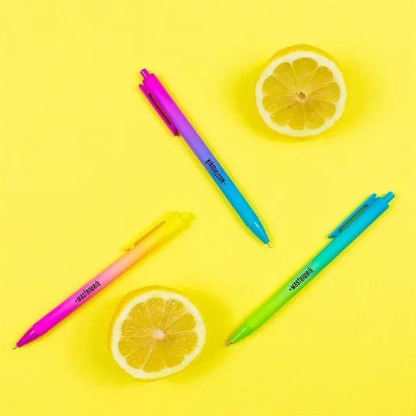 Soft-touch pen features fun brights in an ombre wrap. Fine point... from ASI 61966 HPG / Hub Pen