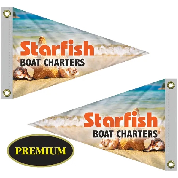 12" x 18" customized digitally printed double sided knitted polyester pennants... from ASI 80228 Quinn