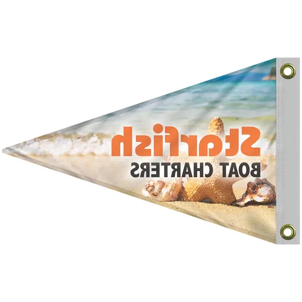 12" x 18" customized single reverse digitally printed knitted polyester pennants... from ASI 80228 Quinn
