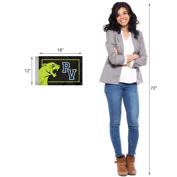 12" x 18" Full color double sided printed knitted polyester flag... from ASI 80228 Quinn