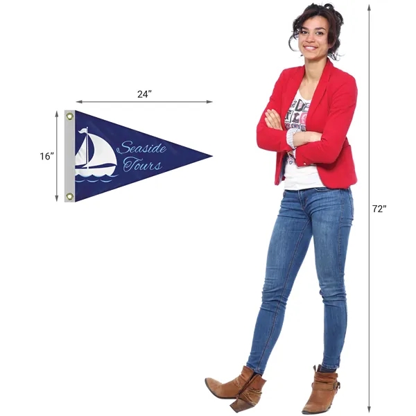 16" x 24" customized digitally printed double sided knitted polyester pennants... from ASI 80228 Quinn