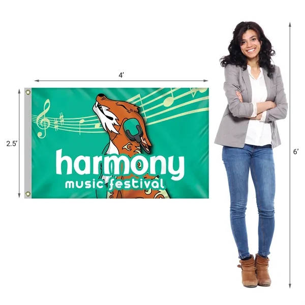 2.5' x 4' Custom Digitally Printed Single Reverse Knitted Polyester Flag... from ASI 80228 Quinn