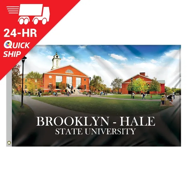 Quickship 3' x 5' Digitally Printed Outdoor Knitted Polyester Single Reverse... from ASI 80228 Quinn