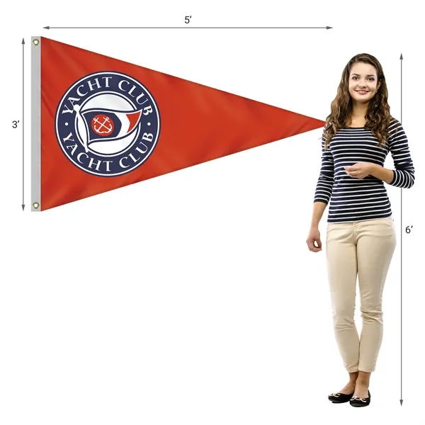 3' x 5' customized digitally printed double sided knitted polyester pennants... from ASI 80228 Quinn