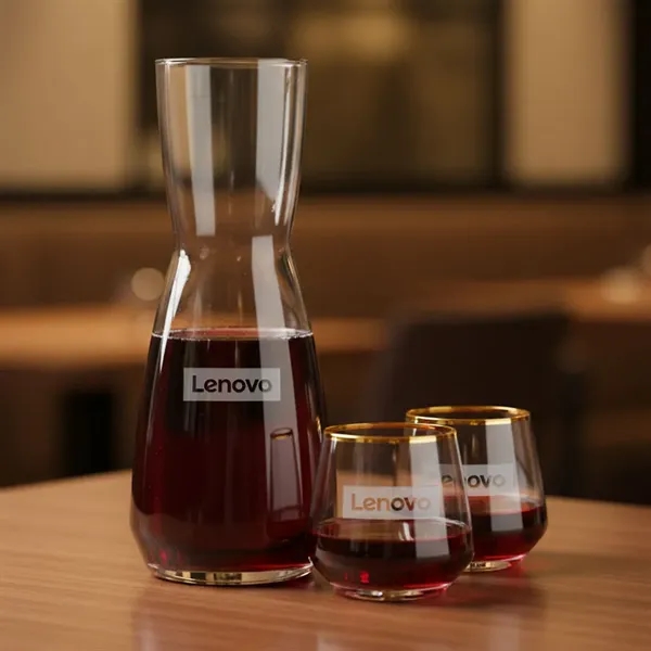 The Mason Carafe & Tucson Gold Rim Stemless Wine Set pairs... from ASI 84592 St Regis Group