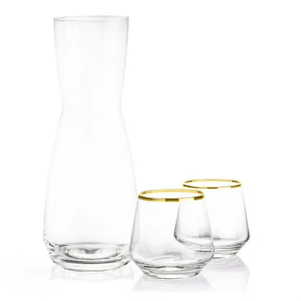 The Mason Carafe & Tucson Gold Rim Stemless Wine Set pairs... from ASI 84592 St Regis Group