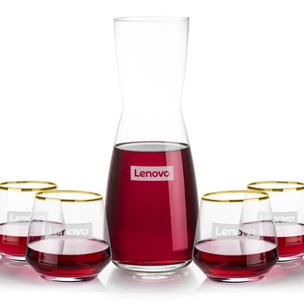 The Mason Carafe & Tucson Gold Rim Stemless Wine Set pairs... from ASI 84592 St Regis Group