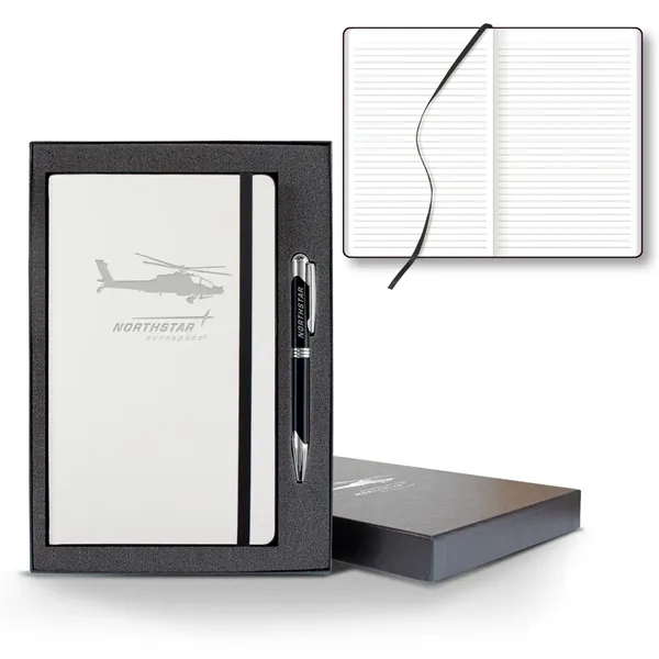 White Laser Medio Lined White Page Journal Gift Set... from ASI 68507 The Magnet Group / Castelli
