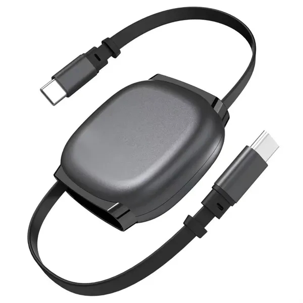 Retractable 100W Type-C fast charging cable plus 1 color silkscreen imprint... from ASI 37218 Athena Promo (tm)