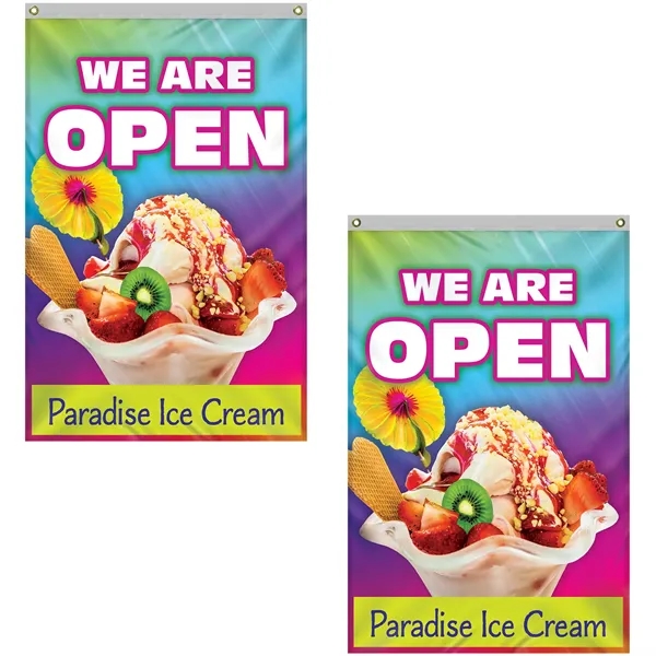 4' x 6' Standard Double Sided Knitted Polyester Vertical Banners... from ASI 80228 Quinn