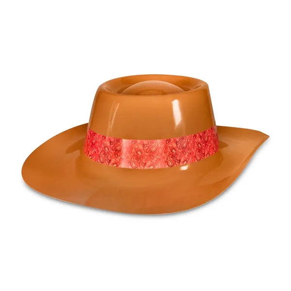 Brown cowboy hat made of plastic with an imprintable band.... from ASI 42016 Brighter Promotions Inc / Chemical Light™