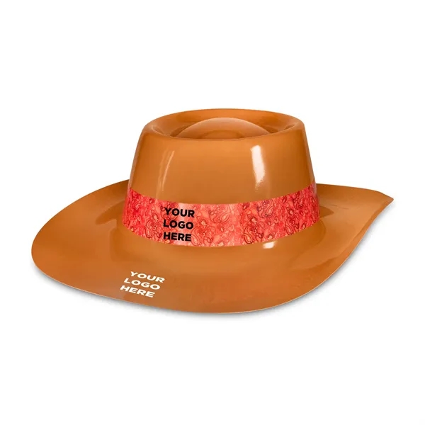 Brown cowboy hat made of plastic with an imprintable band.... from ASI 42016 Brighter Promotions Inc / Chemical Light™