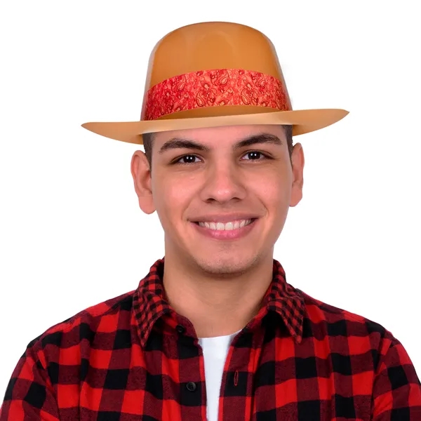 Brown cowboy hat made of plastic with an imprintable band.... from ASI 42016 Brighter Promotions Inc / Chemical Light™