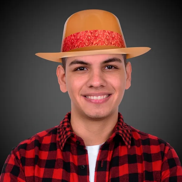 Brown cowboy hat made of plastic with an imprintable band.... from ASI 42016 Brighter Promotions Inc / Chemical Light™