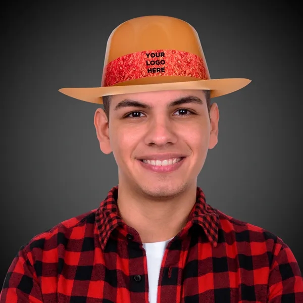 Brown cowboy hat made of plastic with an imprintable band.... from ASI 42016 Brighter Promotions Inc / Chemical Light™