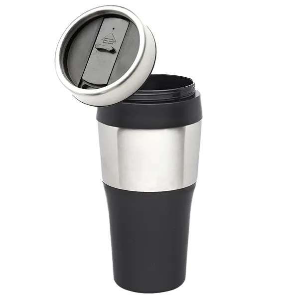 Insulated plastic tumbler with stainless steel band of 16 oz capacity... from ASI 37218 Athena Promo (tm)