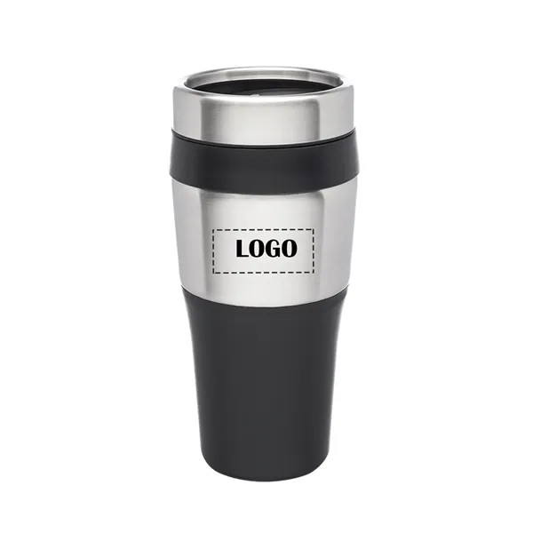 Insulated plastic tumbler with stainless steel band of 16 oz capacity... from ASI 37218 Athena Promo (tm)