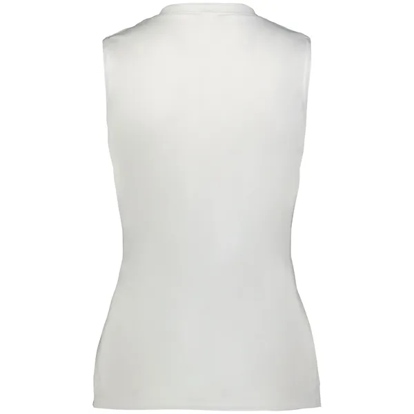 Women's sleeveless tee with self-fabric collar , Contour silhouette, Double-needle hem.... from ASI 37461 Augusta Sportswear