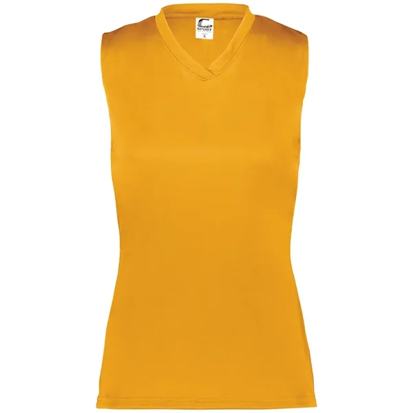 Women's sleeveless tee with self-fabric collar , Contour silhouette, Double-needle hem.... from ASI 37461 Augusta Sportswear