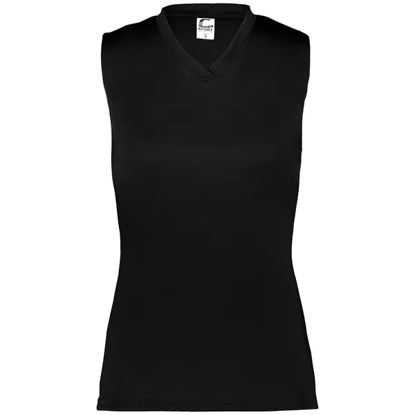 Women's sleeveless tee with self-fabric collar , Contour silhouette, Double-needle hem.... from ASI 37461 Augusta Sportswear
